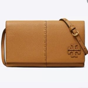 TORY BURCH Mcgraw Leather Wallet Crossbody - Tiramisu
